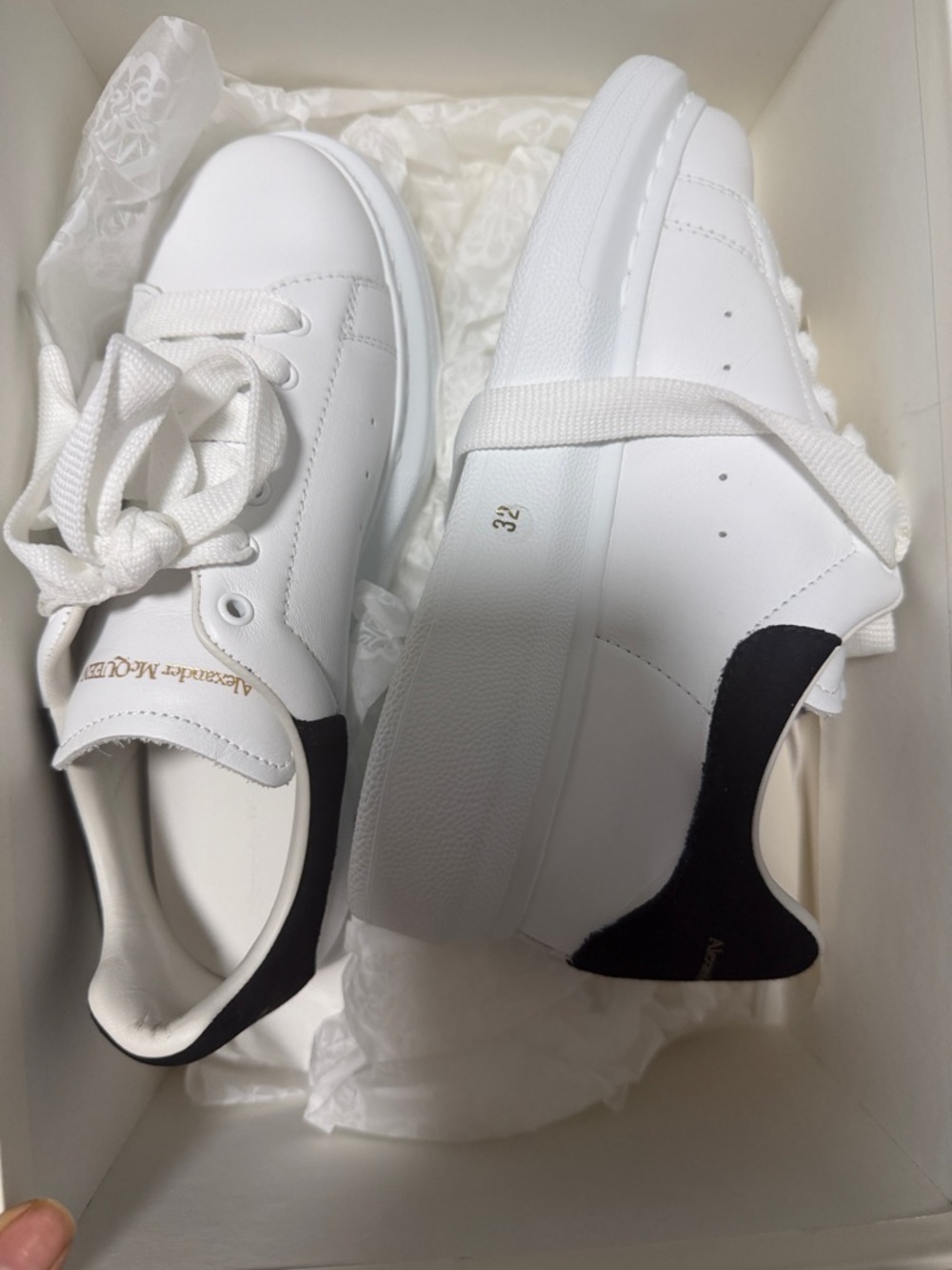 Alexander McQueen White and Black Kids Platform Sneakers